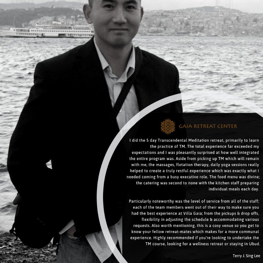 Transcendental Meditation Retreat in Ubud, Bali - Testimonial by Terry Sing Lee